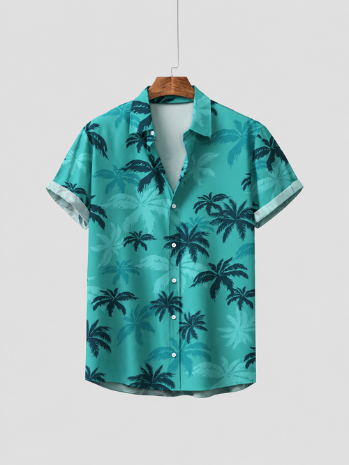 Blue Palm Print Shirt