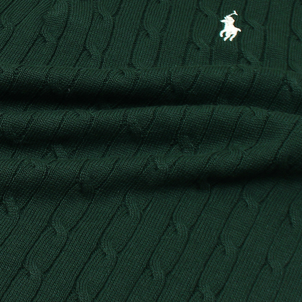 Clas Clothing Premium Cotton Cable Knit Button Polo Shirt Dark Green