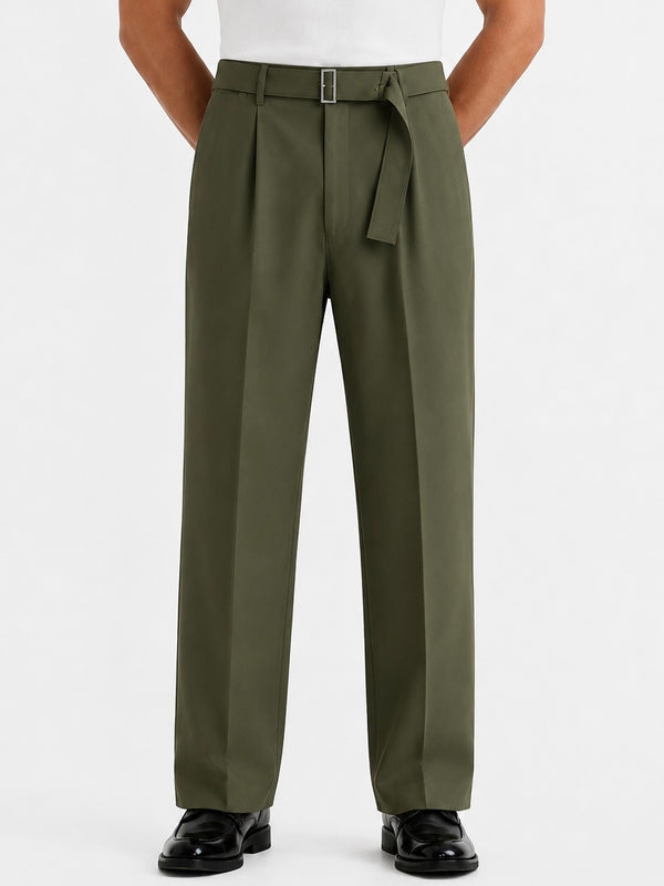 Olive Pleated Trouser