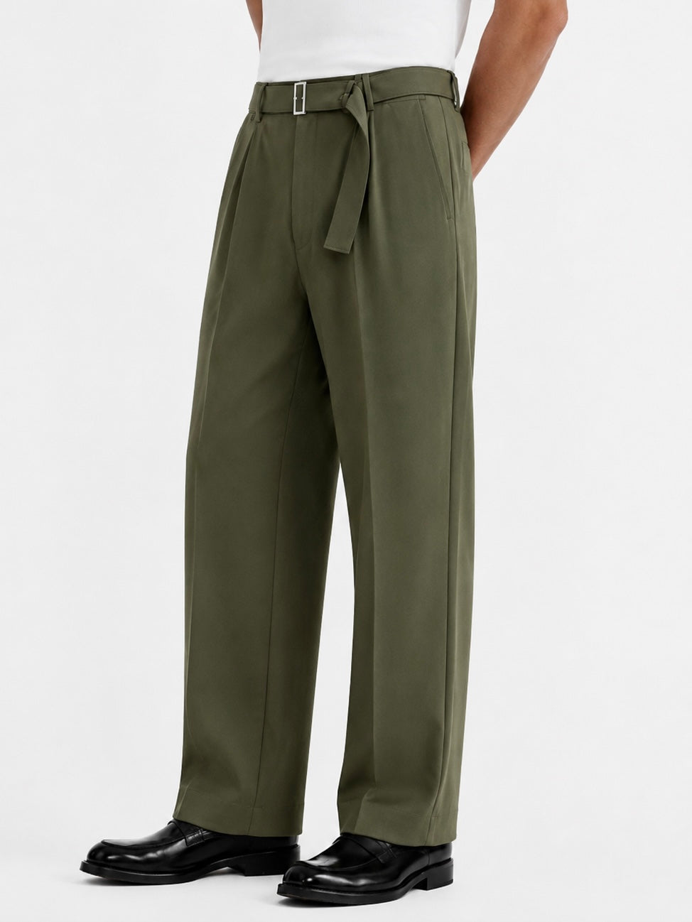 Olive Pleated Trouser