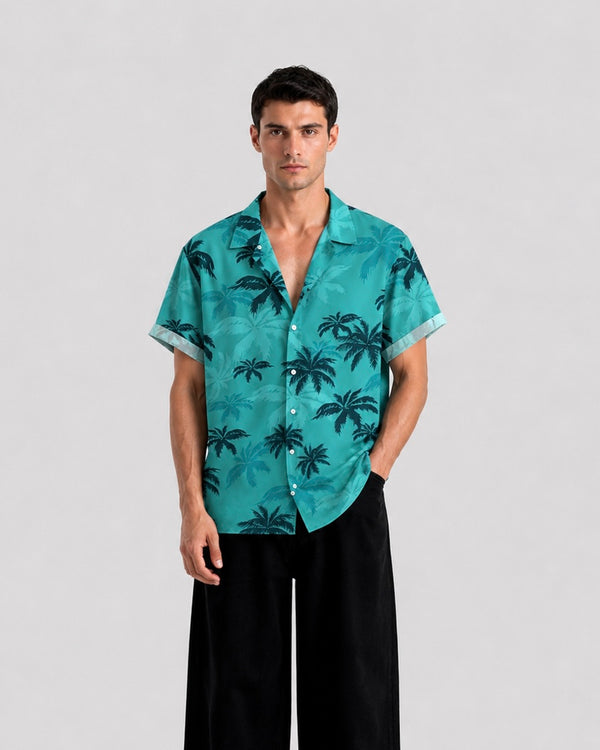 Blue Palm Print Shirt